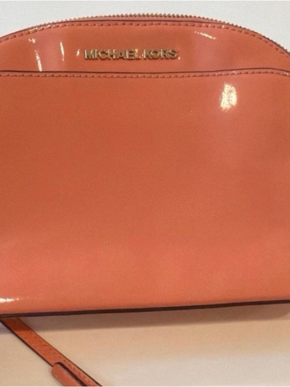 Michael Kors Coral Patent Crossbody Bag with Gold Logo